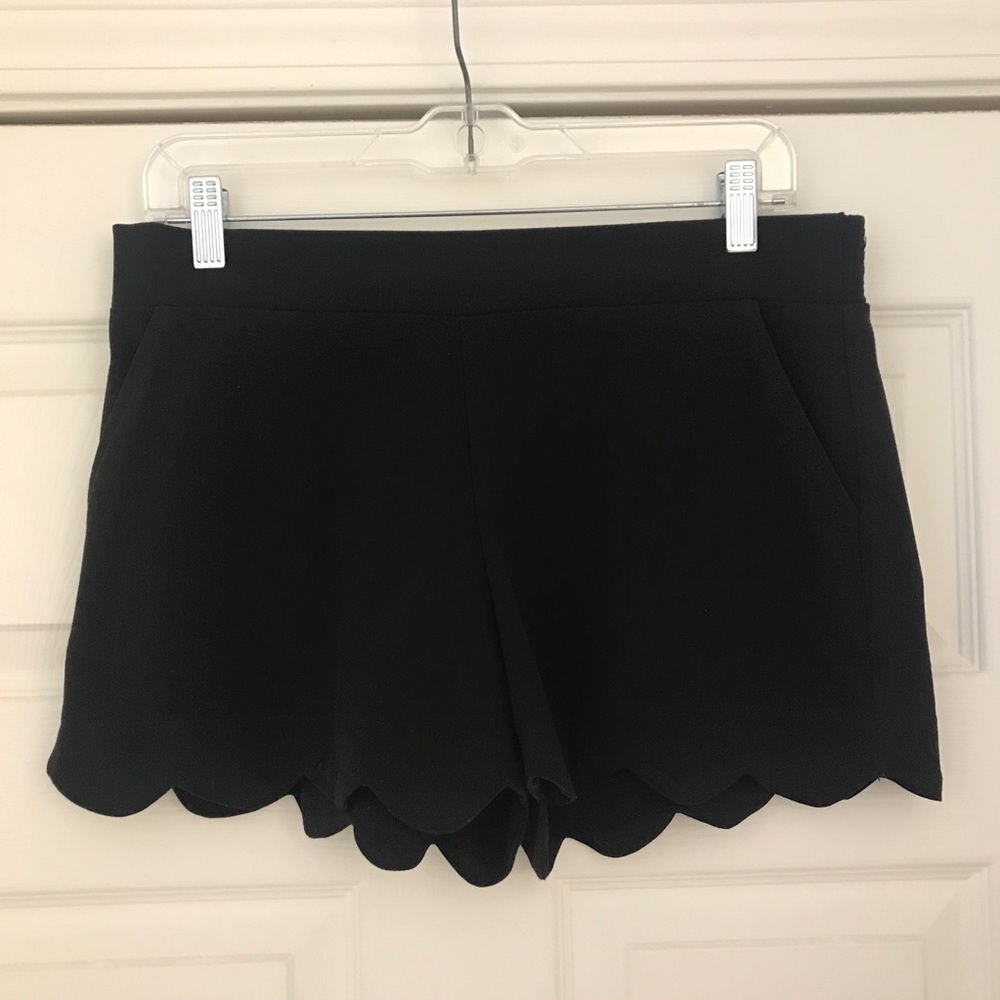 BY & BY Black Scalloped Shorts